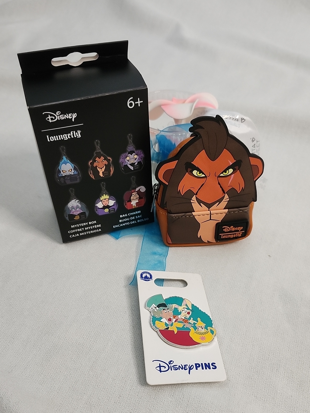 Disney Loungefly "Scar" Mini Backpack Keychain Charm & Mad Hatter Pin